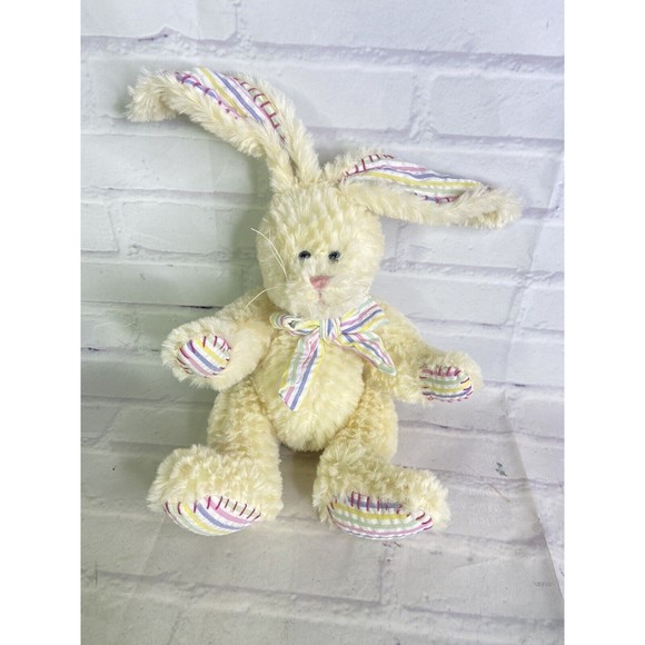 Ganz CHECKERS Bunny Rabbit Cream Yellow Stuffed Plush...